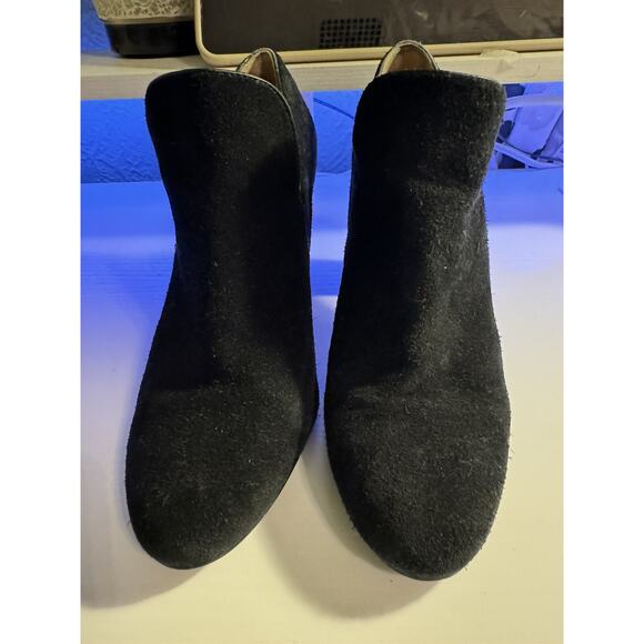 Lucky Brand 7.5 M Wyshing Suede Heeled Slip on Bootie Pumps Black Women's Shoes - Picture 3 of 16